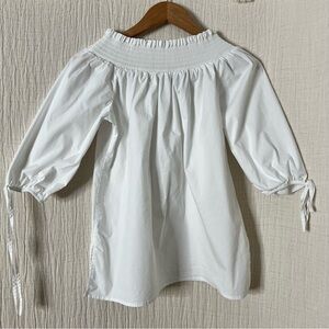 Melissa Paige Blouse Women's top PM 3/4 Slv Beach Cover up White On Off shoulder